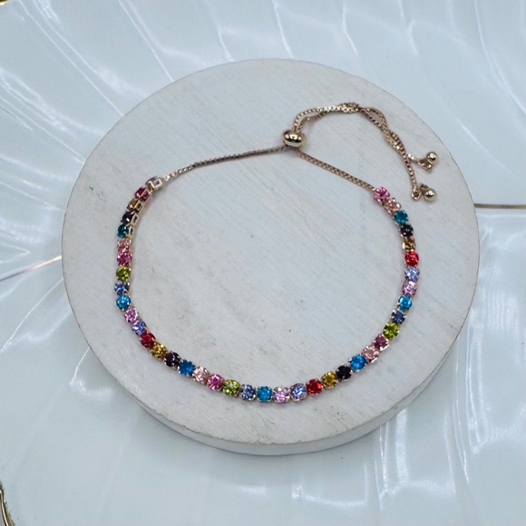 Colorful Rhinestones Adjustable Bracelet - Picture 1 of 7